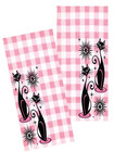Retro Atomic Black Cat Decorative PINK Towel Set Kitchen Mid-Century Modern