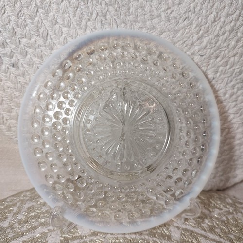 Vintage Moonstone Opalescent Hobnail Luncheon Plate & Saucer A. Hocking? Fenton? - Picture 3 of 6