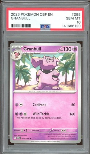 Pokemon TCG Scarlet & Violet Obsidian Flames #088 Granbull PSA 10