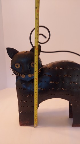 Katzenlaterne Leuchte gelocht Metall Innen Außen Licht Kerze Teelicht - Bild 5 von 5