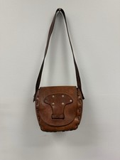 Vintage 70s Western Mexican Hand Tooled Leather Crossbody Purse Bag Satchel