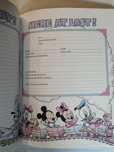 Disney Babies Baby Steps Topolino e Minnie Record Book Ricordi Vintage 1994 Nuovo - Foto 6 di 12