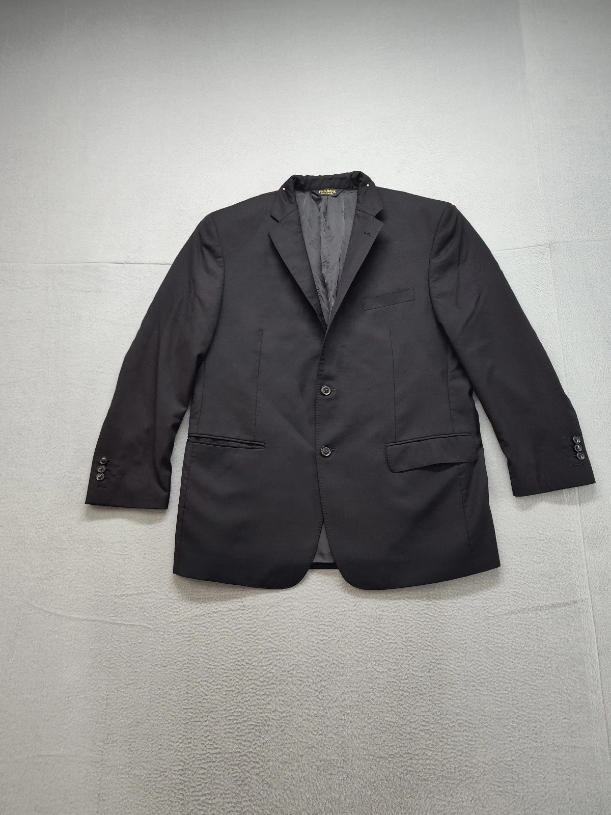 Jos A Bank Men Blazer Jacket 44R Black Pockets Long Sleeve Collared Office Wear
