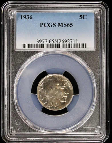 1936 5C Buffalo Nickel PCGS MS65 (BU, MInt State, Uncirculated)