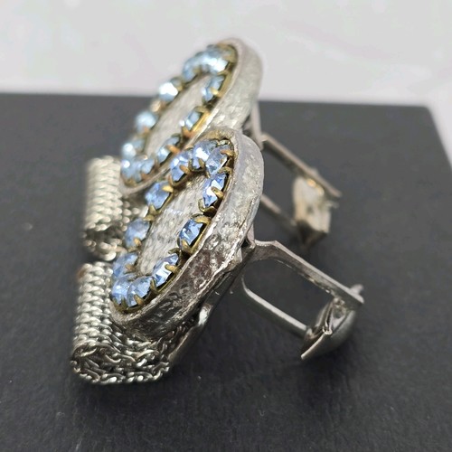 Gemelos Todd’s vintage de malla envolvente con diamantes de imitación azules - Imagen 2 de 6