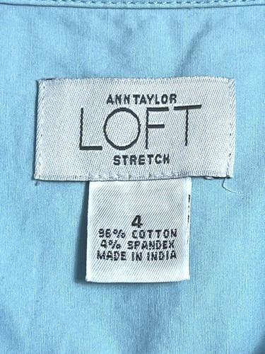 Top smanicato vintage Ann Taylor con colletto loft taglia 4 blu cotone con bottoni - Foto 6 di 6