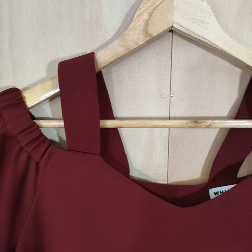 Whistles Anais Off The Shoulder Blouse Top Size Uk 12 Burgundy Red - Picture 6 of 12