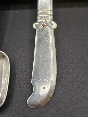 Hector Aguilar Azteken Taxco Mexiko 940 Silber kleine Schöpfkelle Löffel & Messer Set - Bild 11 von 24
