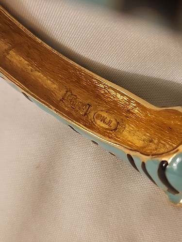Vintage Kenneth Jay Lane türkis & schwarz doppelköpfig Tiger Clamper Armband (18) - Bild 10 von 11