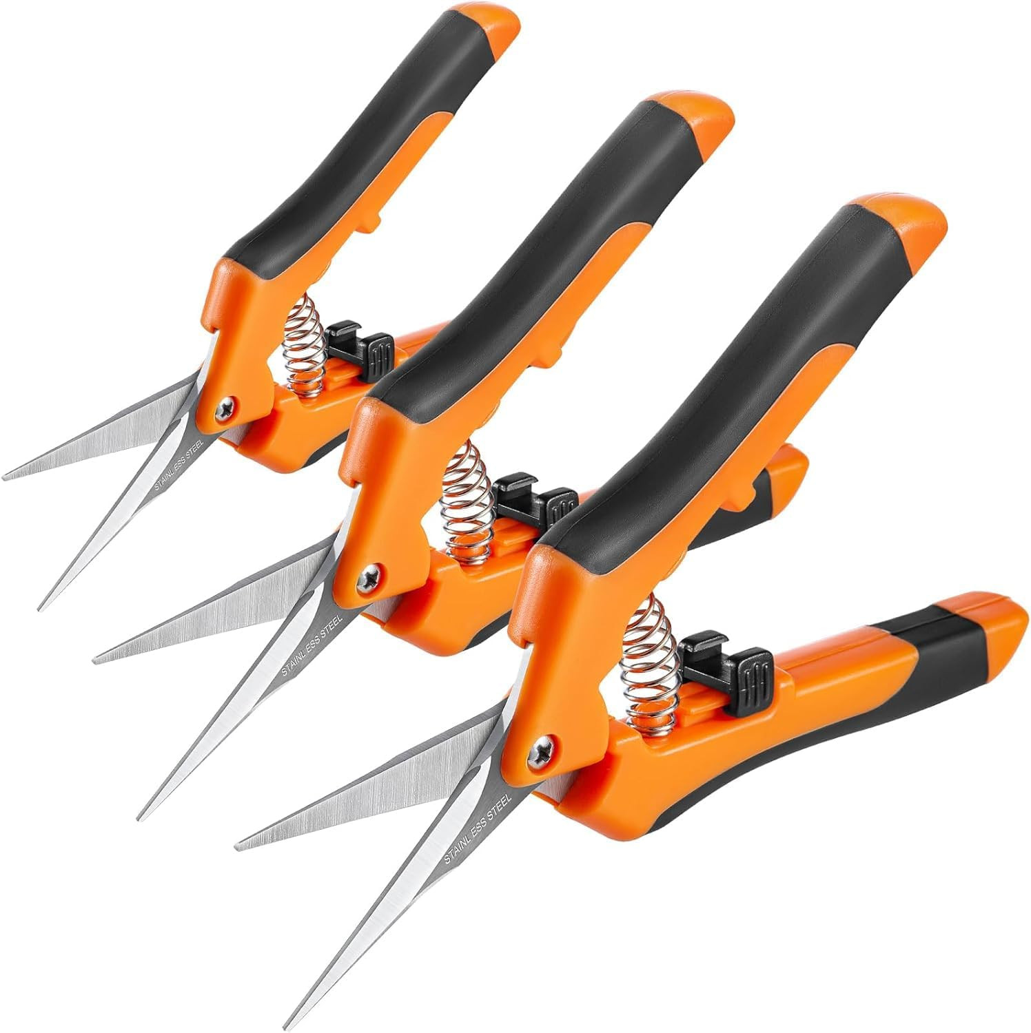 GROWNEER 3 Packs 6.5 Inch Pruning Shears Gardening Hand Snips Orange 