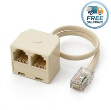 1 To 2 Ways RJ11 6P4C Male Telephone Jack Line Cord Female Splitter adapter Lan