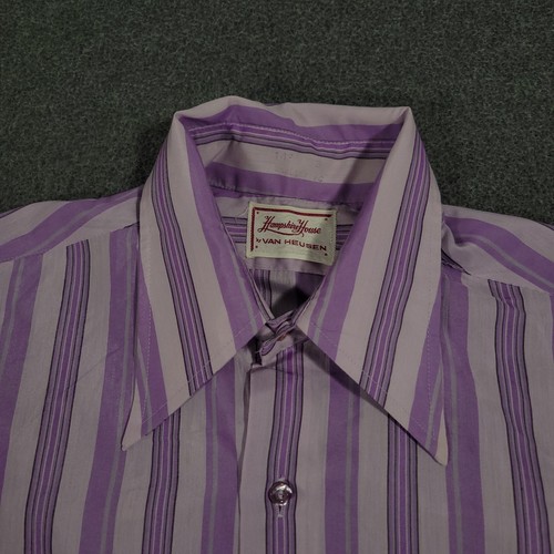 VTG Van Heusen Shirt 14 33 Casual 1970s Button Down Striped Hampshire House - Picture 3 of 14