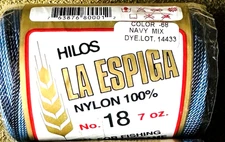 Omega Hilos La Espiga Nylon Crochet Thread #18 •Navy Mix # 68