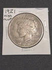 1921 US $1 Peace Silver Dollar High Relief Key Date Philadelphia Mint Ungraded