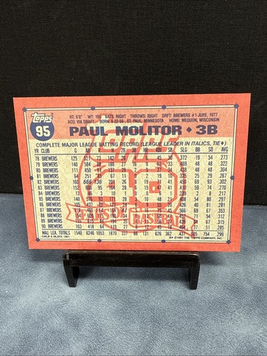 1991 Topps Desert Shield PAUL MOLITOR Milwaukee Brewers HOF - #95 - Picture 6 of 8