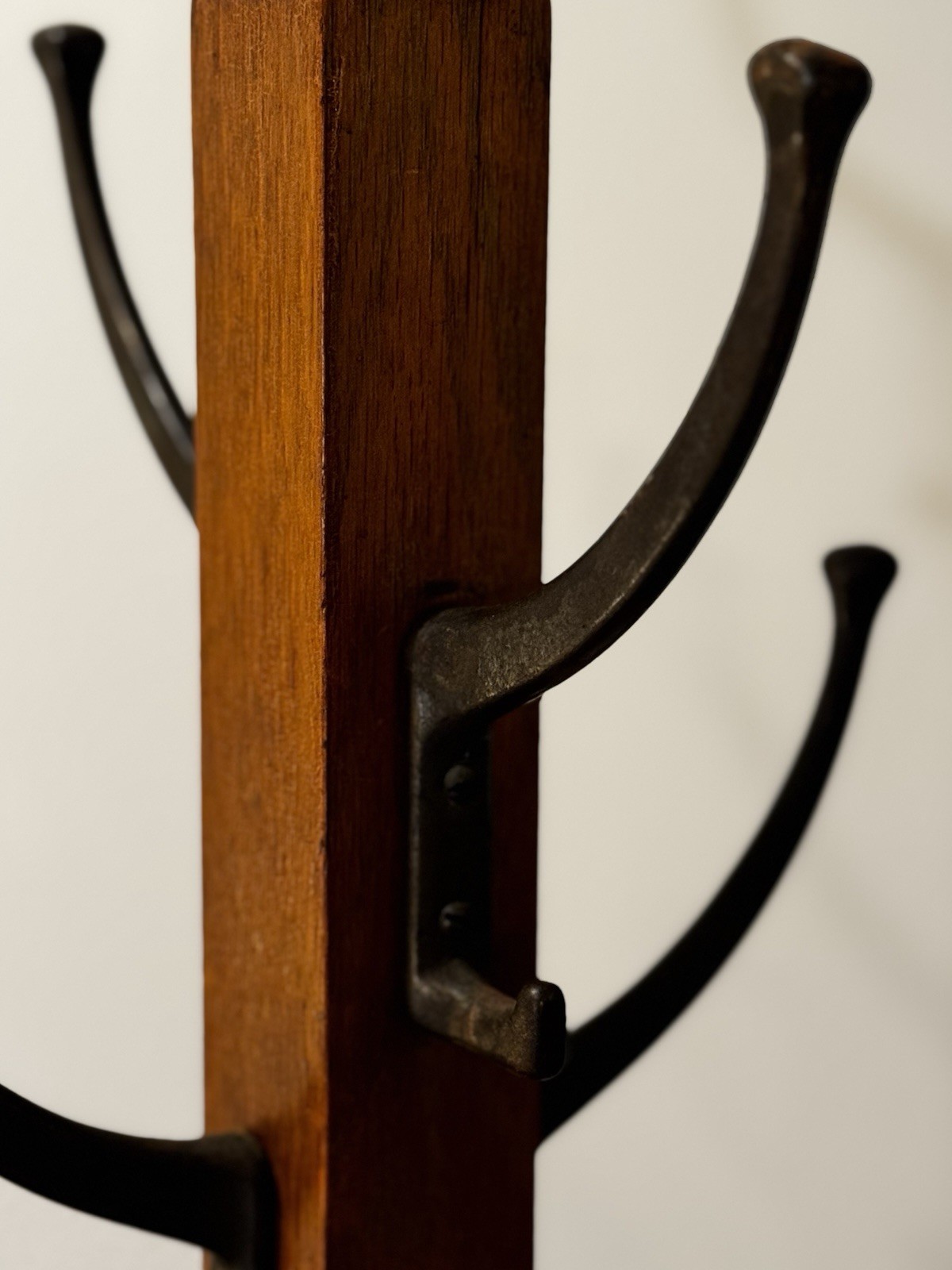 Vintage 1950's Industrial Wood Coat Tree Hat Rack Transitional