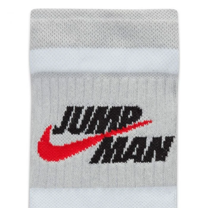 NEW Jordan Legacy Crew Socks L DA2560-097 Light Smoke Grey Red Jumpman Logo NWT - Image 2 of 4