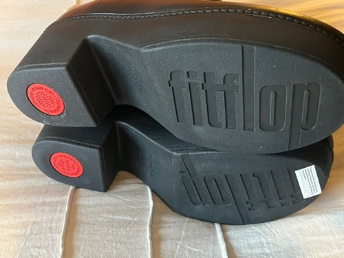 Fitflop Women's Pilar Leather Lined Boots Black Platform Chunky Heel Sz 10 NEW - Picture 4 of 5