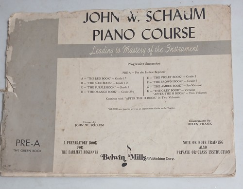 VINTAGE JOHN W. SCHAUM KLAVIERKURS GRÜNES BUCH VOR 1945 BELWIN IM MUSIKBLATT - Bild 1 von 2