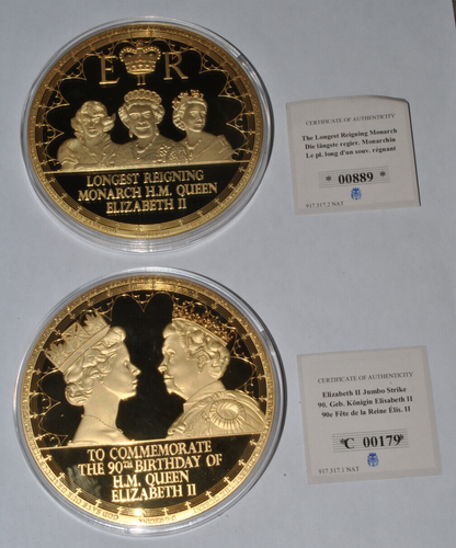 2016 QUEEN ELIZABETH II 100mm Medal Lot Gold Plated 376g Proof