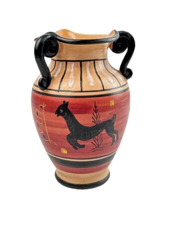 Vintage ARS Artigiana Deruta Italy Painted Art Pottery Vase Animals 60’s - Picture 3 of 11