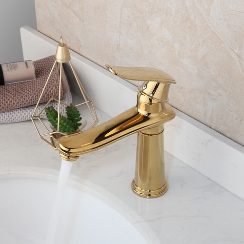 Bathroom Gold Polished Long Spout Taps Mixer Deck Mounted Single Level Faucet - Bild 3 von 10