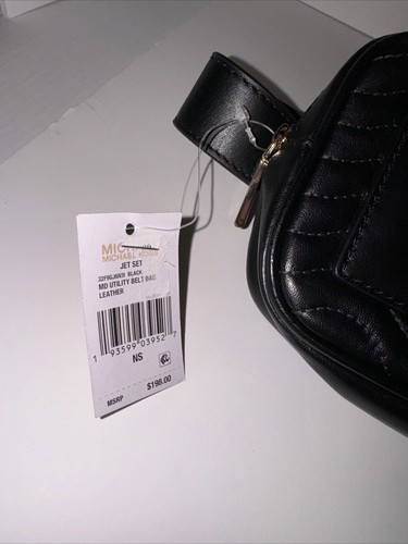 Neu Michael Kors Jet Set schwarz MK Logo Leder Doppelbeutel Allzweckgürteltasche MD - Bild 5 von 13