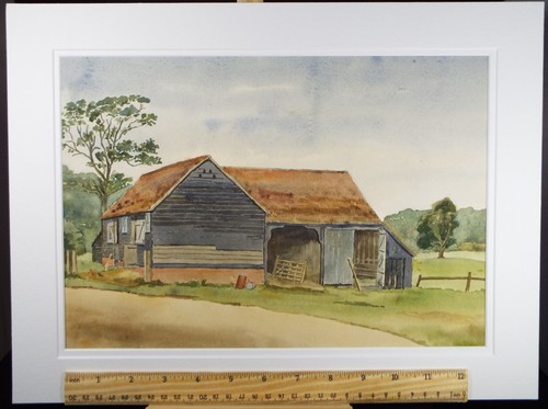 Original Watercolour, 'Barn, Mill House', Dated 1946, Charles Frederick Way - Picture 3 of 3