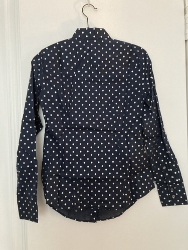 J. Crew Perfect Fit XXS Navy Button-Down With Silver Polka Dots New - Picture 4 of 4