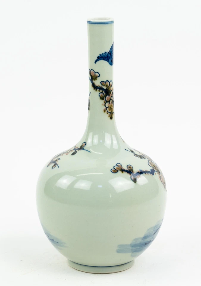 ⭕️Fino jarrón botella de exportación chino del siglo XIX, raro bajo esmalte rojo, marca Foto 4 de 4