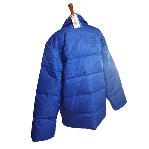 NWT Woman's Adidas Monogram Collared Puffer Jacker Navy and Red Size Small IB202 - Picture 7 of 10
