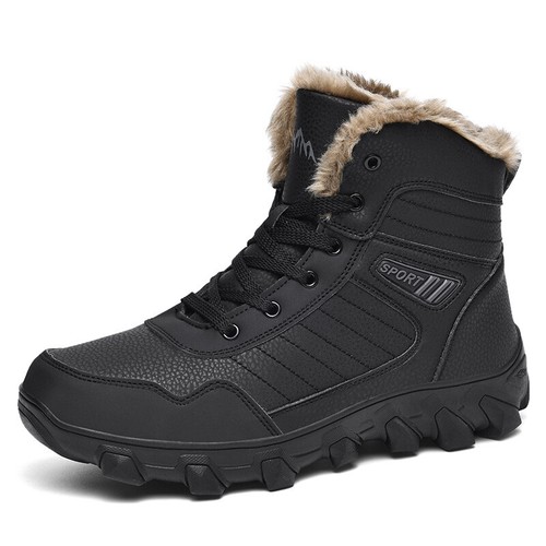 Men Thicken Fleece Lined Ankle Snow Boots Waterproof Outdoor Hiking Winter Shoes