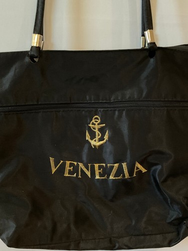 Venezia Weekend Tasche schwarz gold bestickt maritim Anker Doppelhenkel - Bild 2 von 11