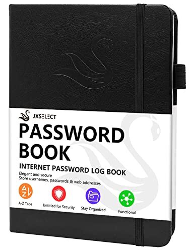 Elegant Password Book with Alphabetical Tabs - Hardcover Password Book Black - Bild 1 von 6