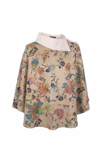 JAYLEY Pink Faux Suede Digital Print Poncho One Size - Picture 4 of 4