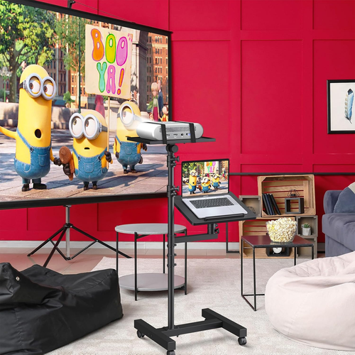 Projector Stand Tripod: 2 Shelves Mobile Laptop Cart Adjustable Height 45 to 64 - Picture 9 of 9
