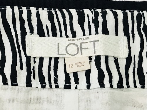 Ann Taylor LOFT Women’s Skirt White Black Zebra Striped Pleated Size 12 - Picture 6 of 12