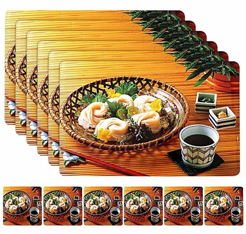PVC 6 Piece For Dining Table Placemat Set with Tea Coasters US - Picture 2 of 4