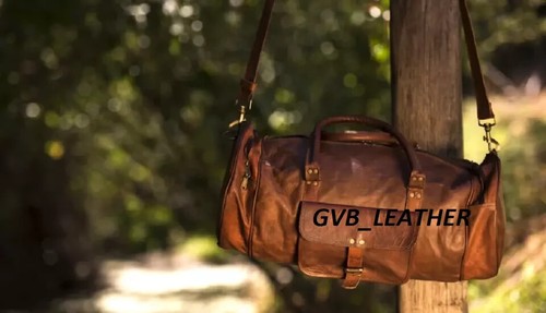 Maleta de cuero de moda de 25" bolsa de viaje equipaje genuino vintage fin de semana noche - Imagen 2 de 3
