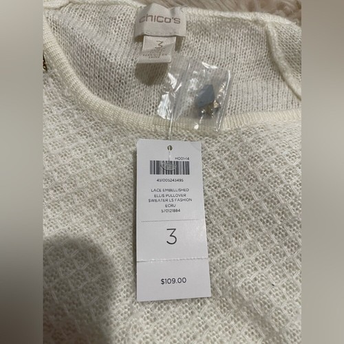 Suéter Ellis 3/XL Chico's $109 adornado con encaje nuevo con etiquetas - Imagen 6 de 9