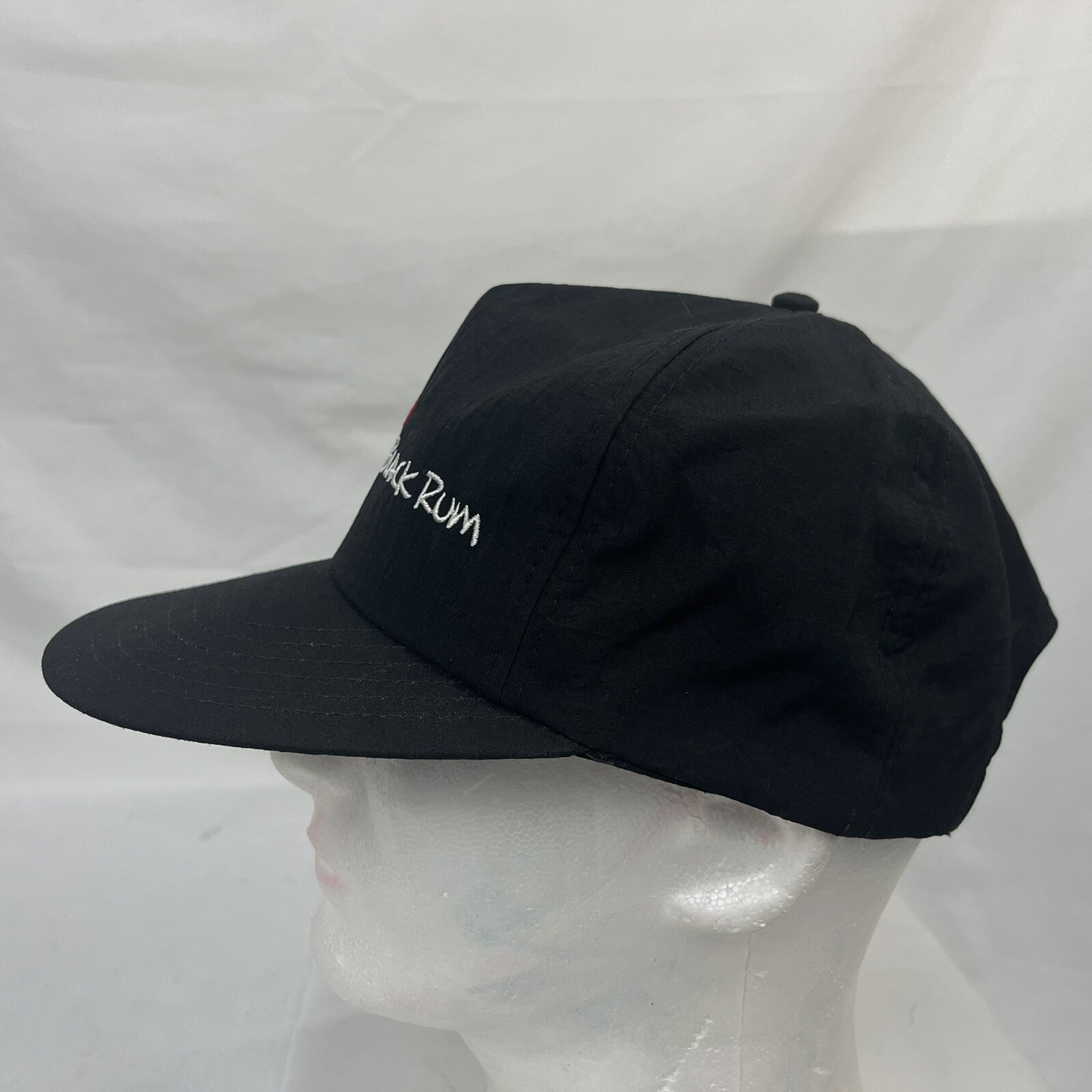 VINTAGE BACARDI BLACK RUM NYLON SNAPBACK HAT EMBROIDERED TRIANGLE