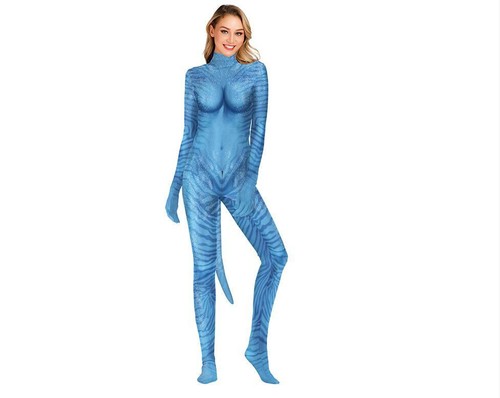Avatar 2 The Way of Water Jack Sully Jumpsuit With Tail Cosplay Adult Bodysuit - Picture 12 of 26