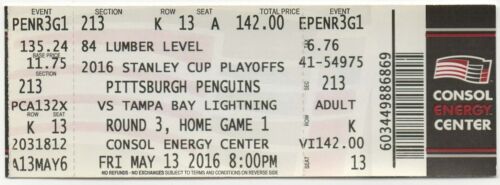 2016 PENGUINS vs LIGHTNING Playoff Ticket Runde 3 Spiel 1 SIDNEY CROSBY Assist