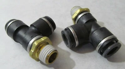 2-PACK SMC KV2Y11-35S PNEUMATIC DOT MALE RUN TEE 1/4" NPT 3/8" FOR FREIGHTLINER