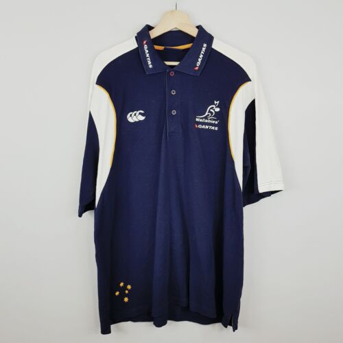 Vintage AUSTRALIAN WALLABIES Canterbury Mens Size L Nay Rugby Polo Shirt