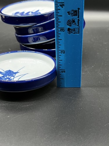 RARE Set Of 6 Blue & White Japanese style Sauce Dipping Dish 3.5 Inches - Picture 10 of 12