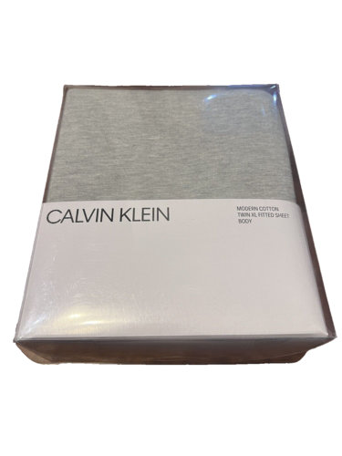 Calvin Klein Modern Baumwolle Twin XL Spannbettlaken Körperbettwäsche - Neu - Grau/Grau - Bild 1 von 2