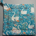 Deluxe Hot Pad/ Pot Holder: SWANS ON BLUE LAKEL Blue/ White: Quilted