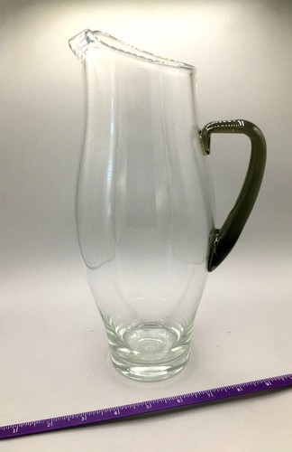 Vintage MCM Martini Pitcher Clear w/ Smoke Gray Handle 12 Ins - 2 Qts James Bond - Picture 2 of 6