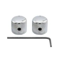 Musiclily Pro 2Pcs Chrome 1/4" Steel Knurled Dome Universal Guitar Control Knobs